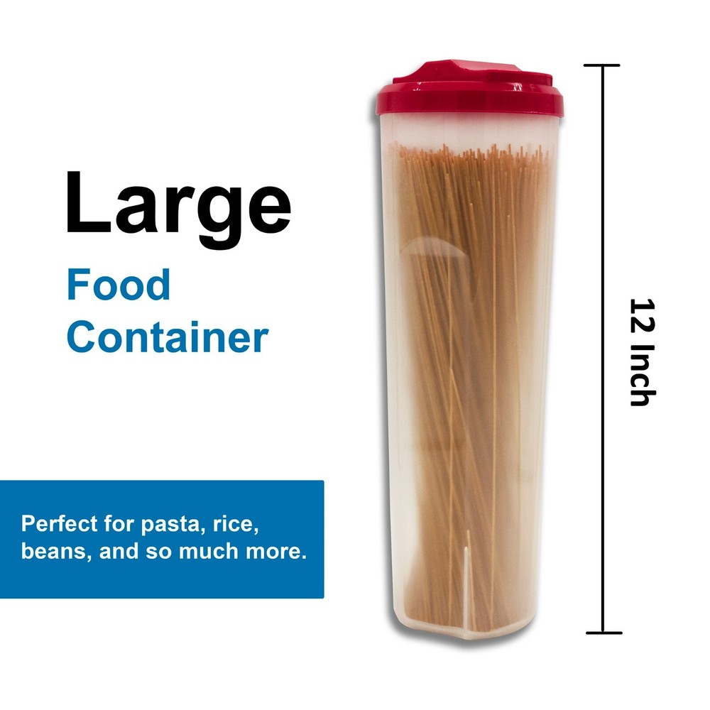 12" Tall Multi Purpose Pasta Container with Lid, Noodles Beans Cereal Container