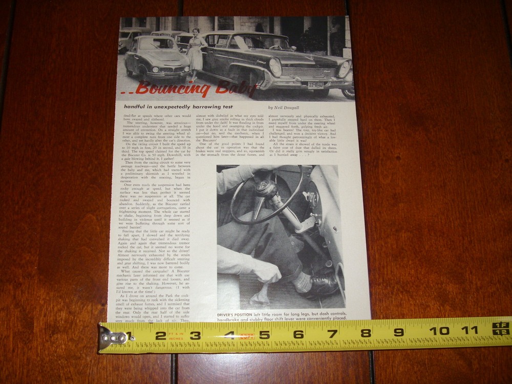 1958 BISCUTER MINI MICRO CAR ORIGINAL ARTICLE