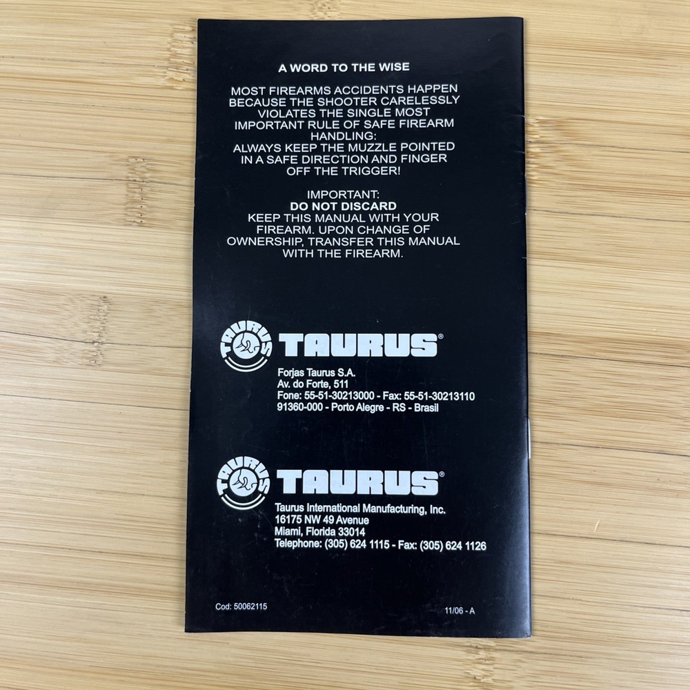 Taurus Polymer Pistol Owners Manual 2006
