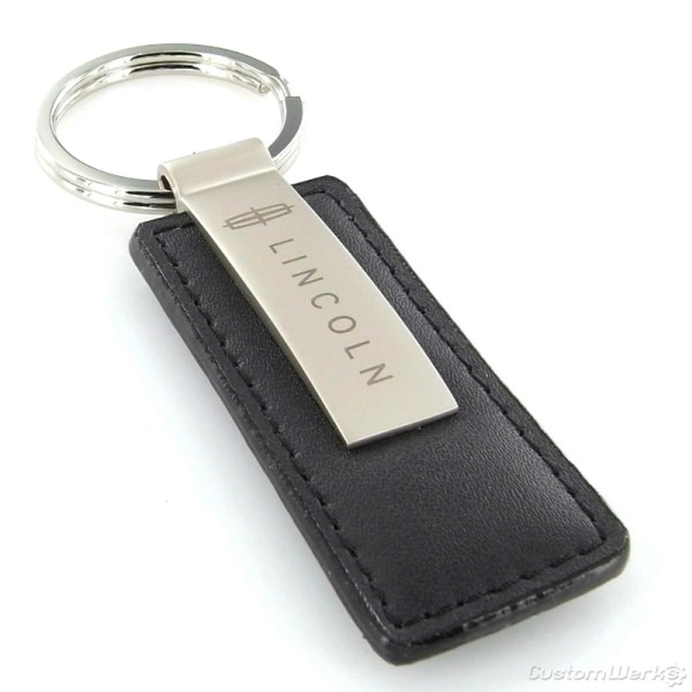 Lincoln Rectangular Leather Key Chain (Black)