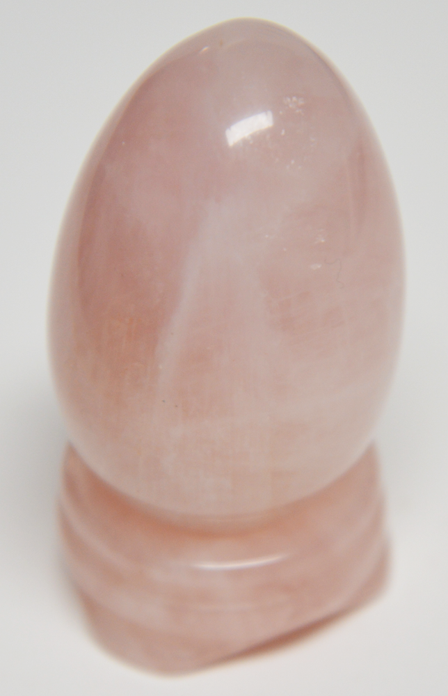 QUARTZ ROSE egg and stand, polished Rose Quartz Stone