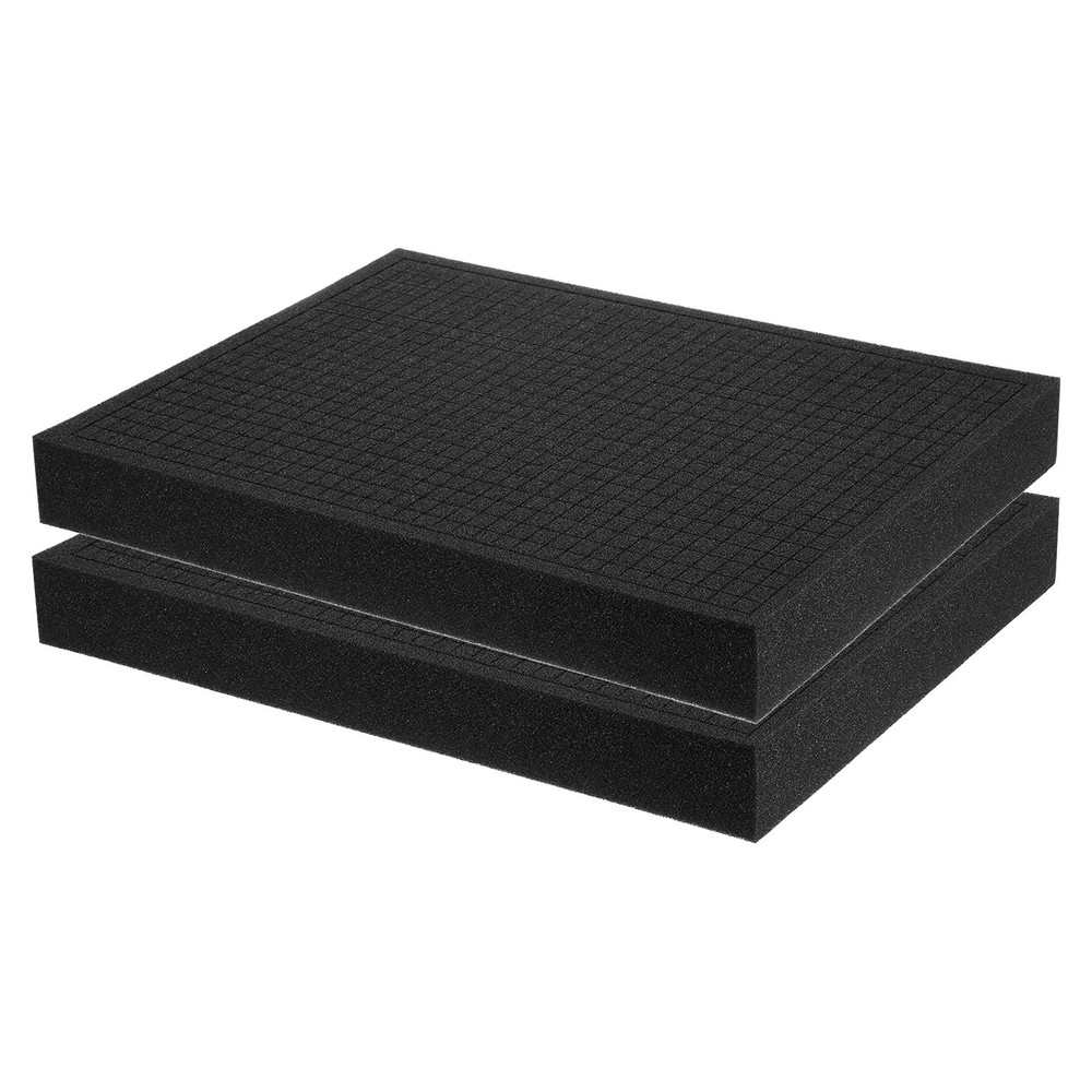 2 pcs Polyurethane Foam Inserts, 16"Lx12"Wx2"T Packing Sheets Pre Cut(Black)