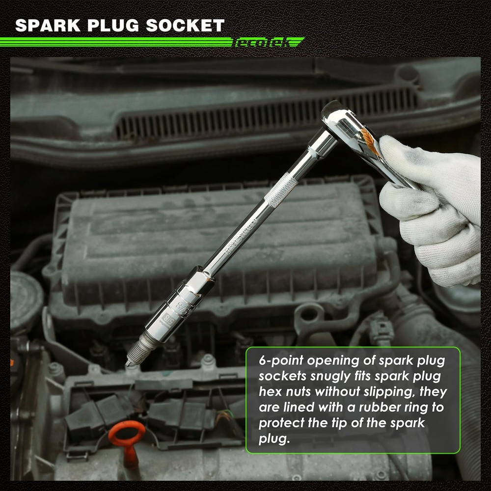 11-Piece Spark Plug Socket Set with Ratchet, Gap Tool, Extensions & Sockets