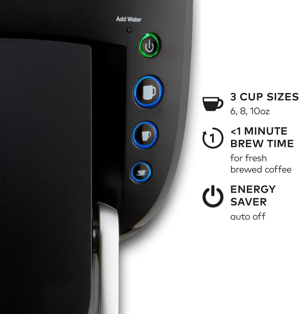 K-Compact Single-Serve Coffee Maker - 3 Brew Sizes & Space-Saving Design