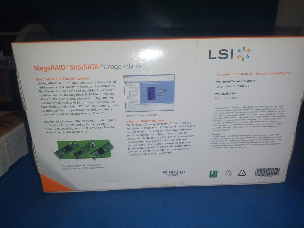 LSI MegaRAID 8708EM2 PCI-E SAS SATA RAID Controller New.