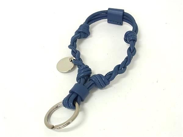 JIL SANDER Keychain Key Ring Tangle Leather Charm Blue