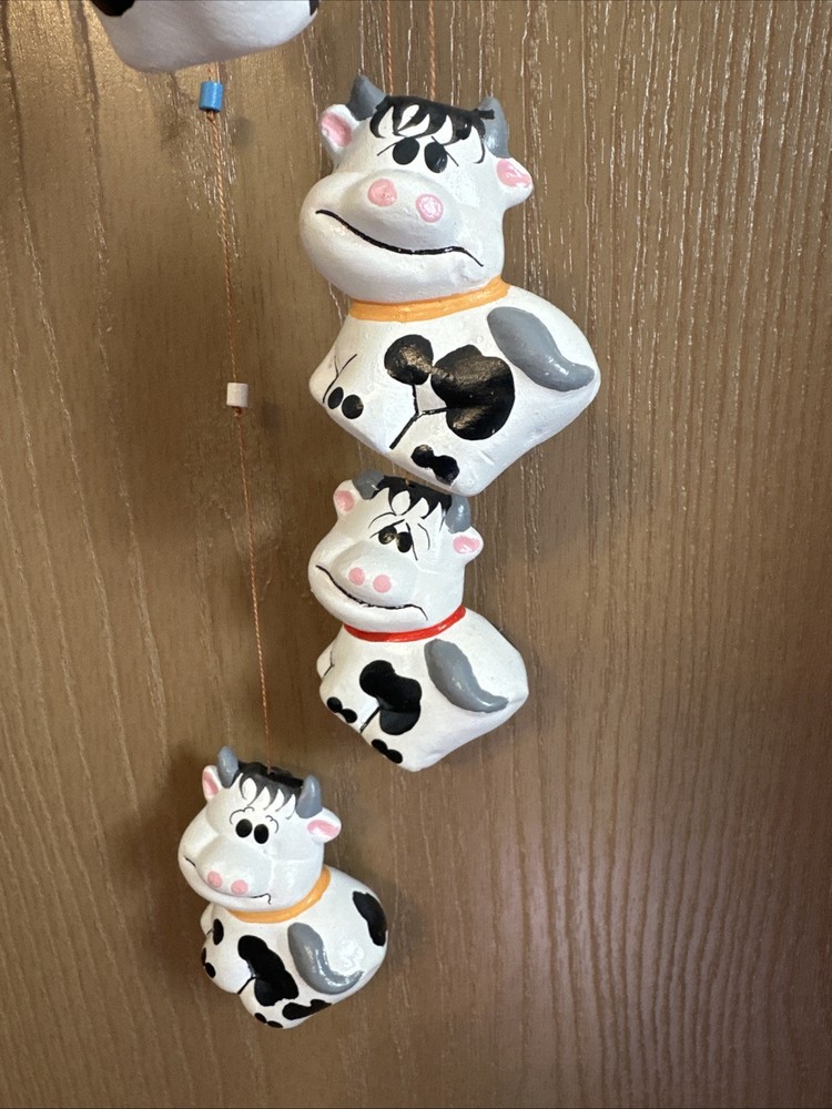 Ceramic Barnyard Wind Chime Happy Silly Cow's,