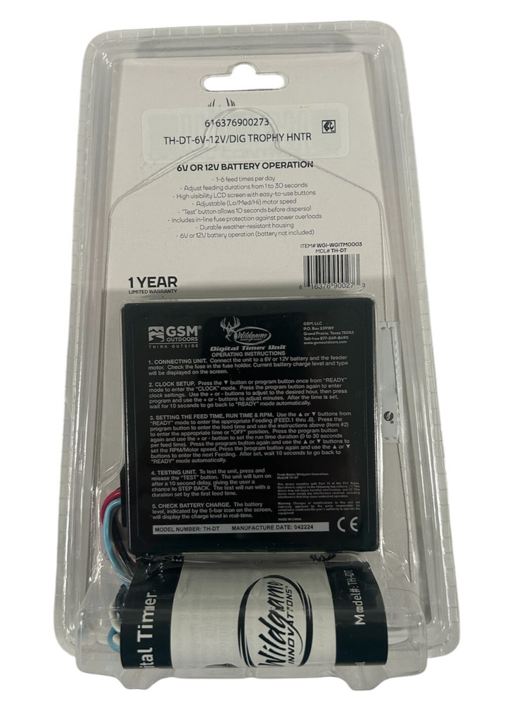 Wildgame Innovations Digital Controller Timer 6V or 12V Battery Operation TH-DT
