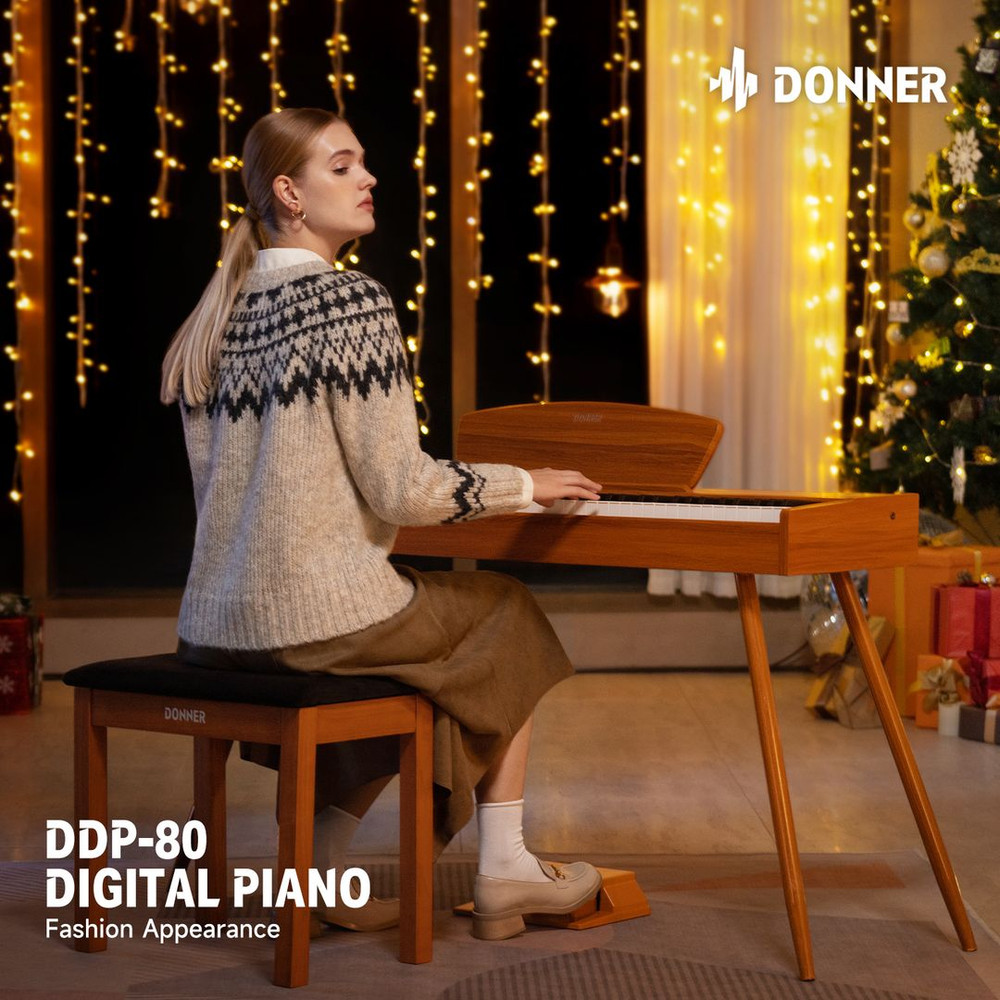 Solid Wood Keyboard Bench Donner Duet with Storage & Comfort Sponge Cushion