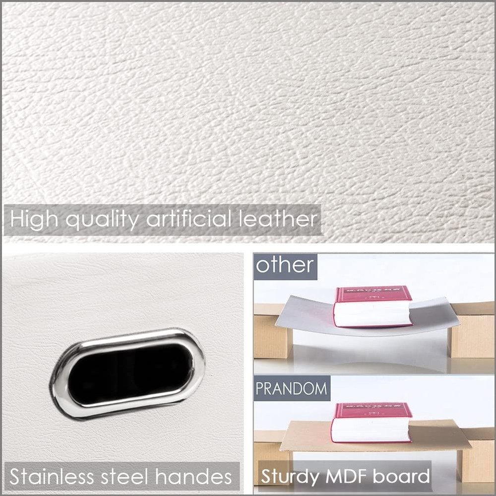 Large Stackable Storage Bins with Lids [3-Pack] Leather Fabric Foldable Stora...