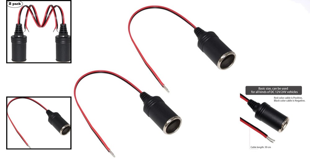 12V 1FT Female Cigarette Lighter Extension Socket Cable - Durable & Easy Install