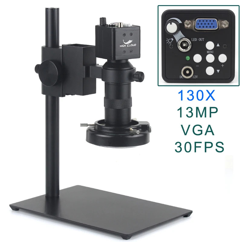 Industrial Digital Video Microscopes Camera+Zoom C-Mount Lens USB LED Ring Light