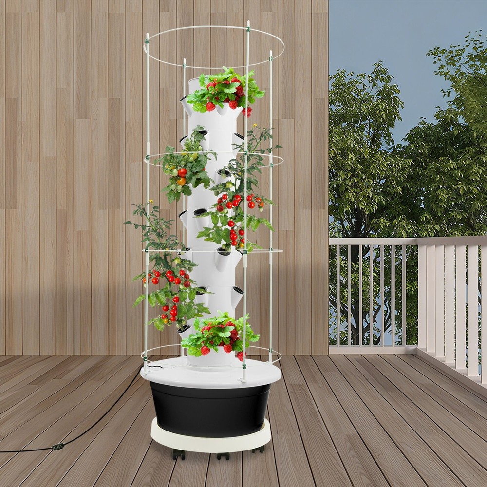 Vertical 28-Pots Hydroponics Tower Hydroponic Growing System w/ Climbing Trellis