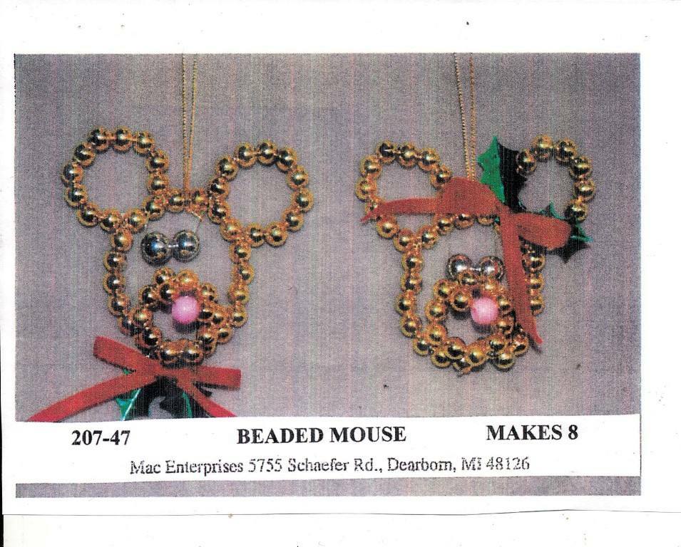 NIP!!VTG!!MERRI MAC BEAD KIT BEADED MOUSE ORNAMENTS MAKES 8