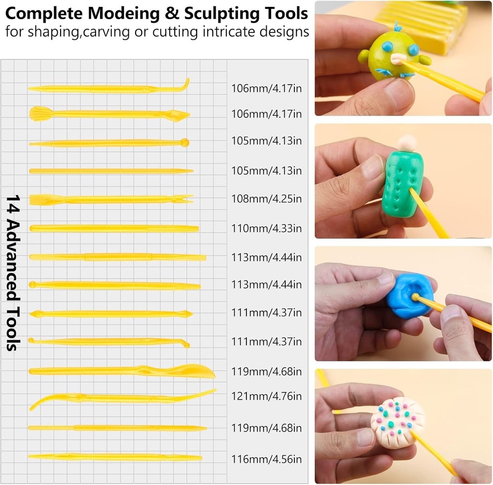 Creative Polymer Clay Starter Kit - 86 Colors, Sculpting Tools & Project Guide