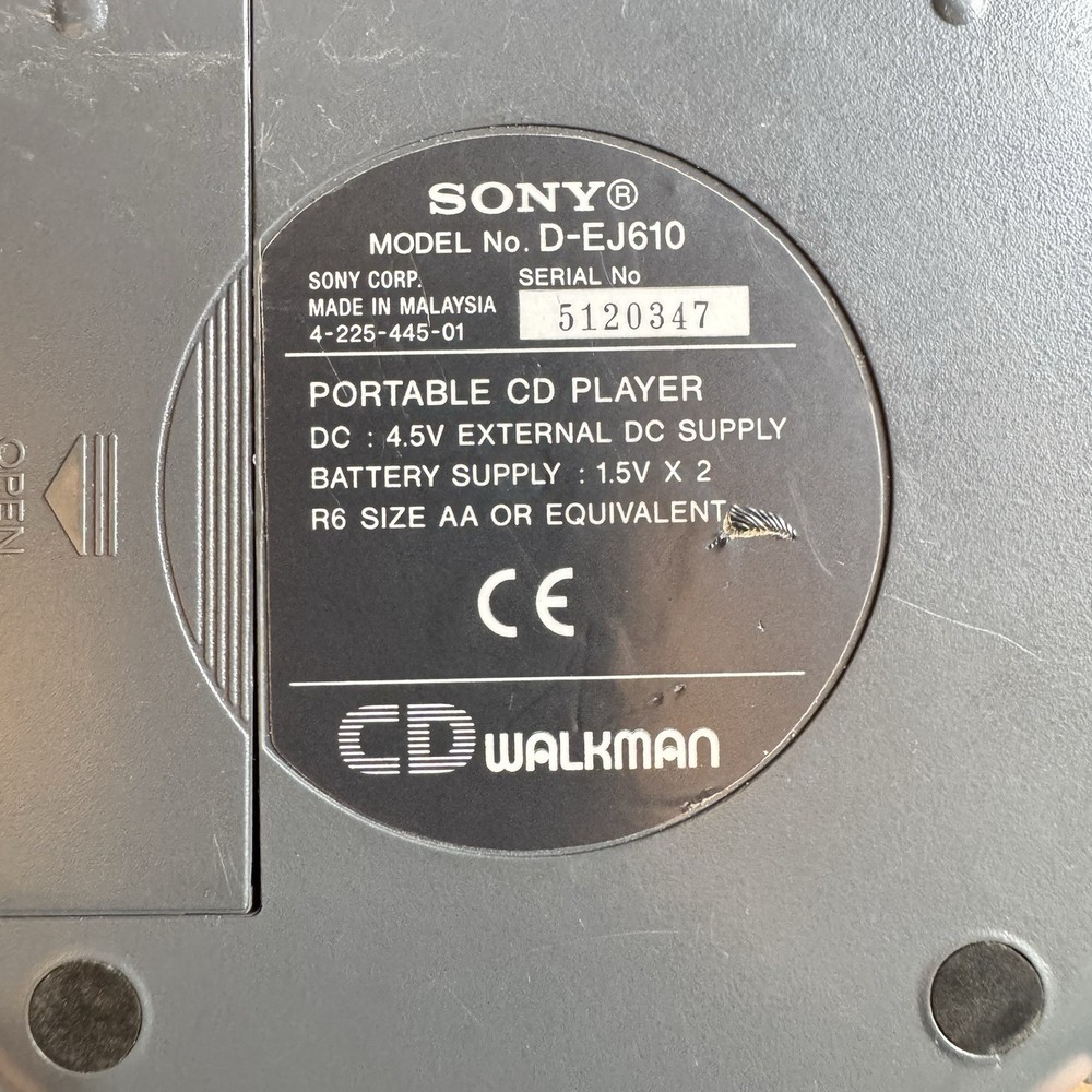 Sony Walkman D-EJ610 Portable CD Player G-Protection Fully Working Tested