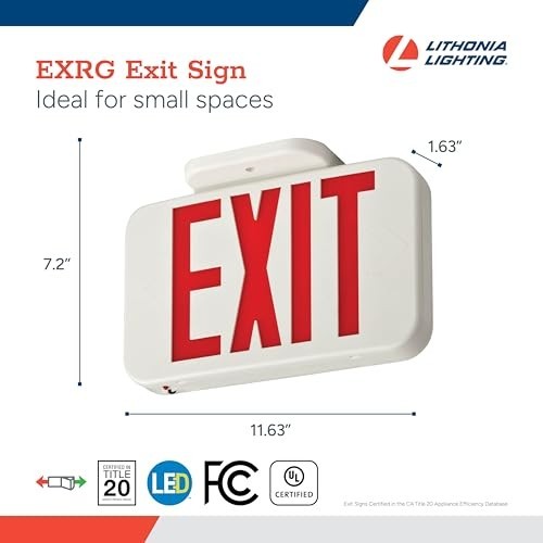 LED Exit Sign - Single-Sided, Switchable Red/Green, Ni-MH Backup Battery, Extra