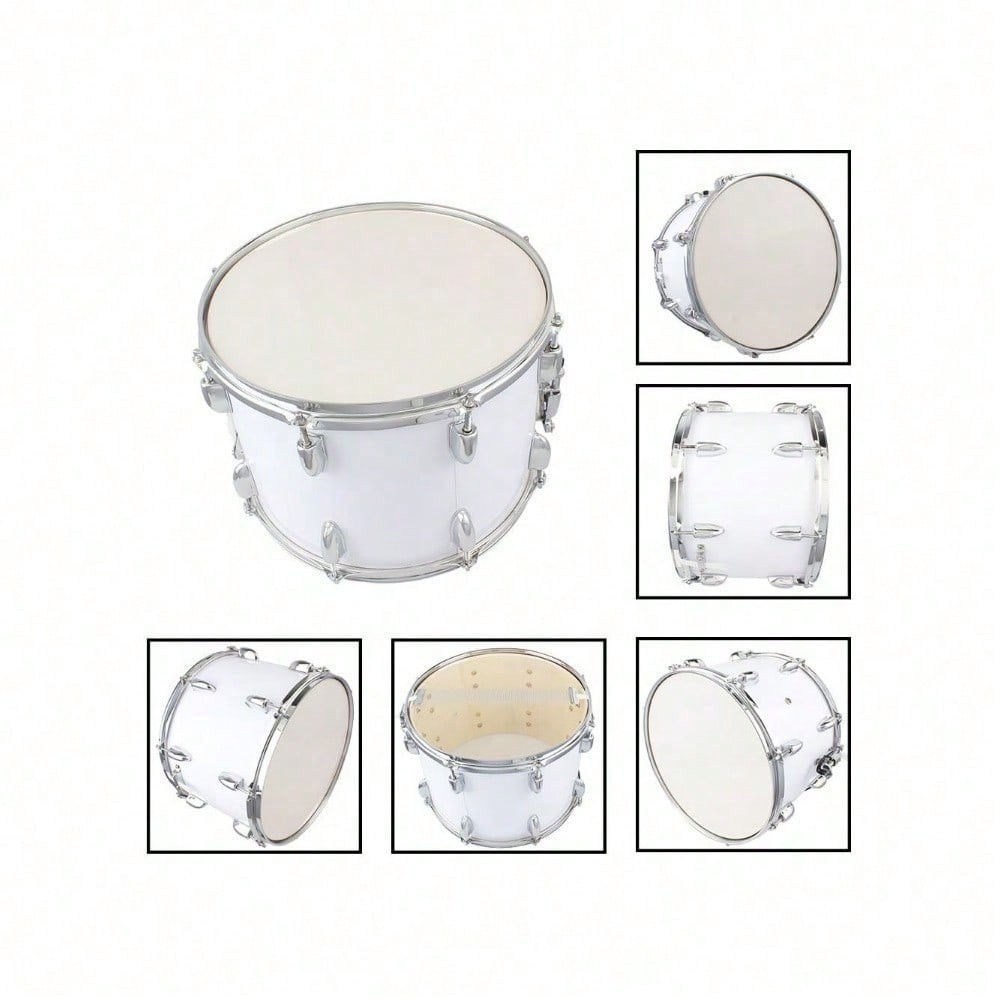 14 X10 Inches Marching Drum Drumsticks Key Strap White