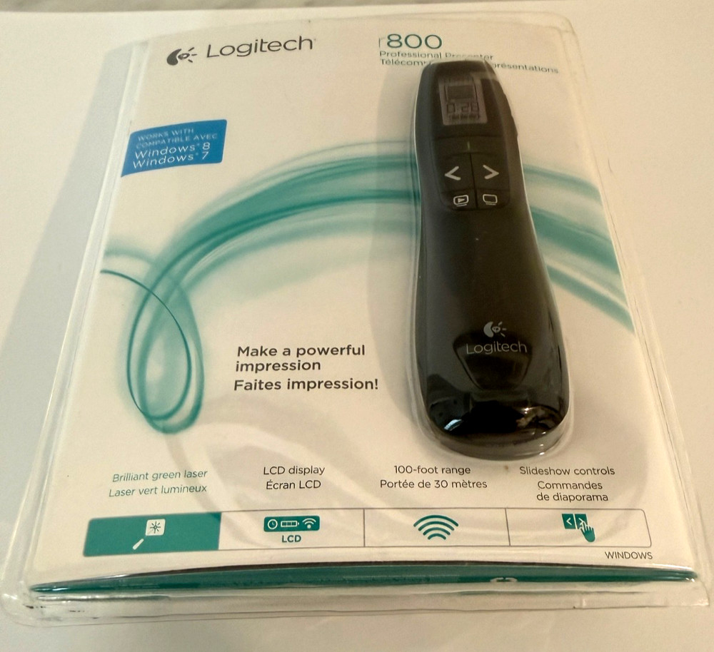 Logitech R800 Laser Presentation Remote Control - Black - NEW