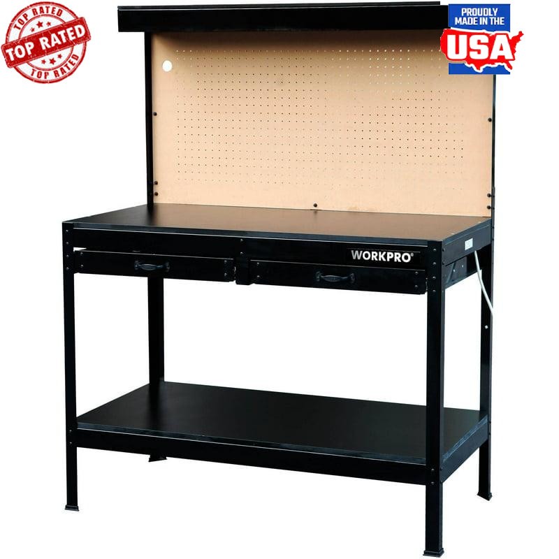 Multi-Purpose Workbench W/ Light & Tool Storage Heavy-Duty Organizer & Pegboard