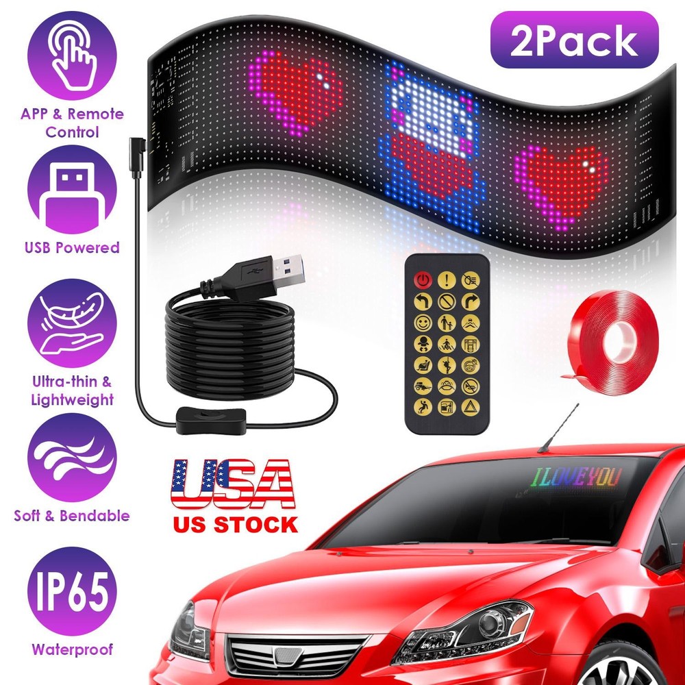 2Pack 20x64 Matrix Devil Eyes Lights f/ Car Ultra-thin Programmable LED