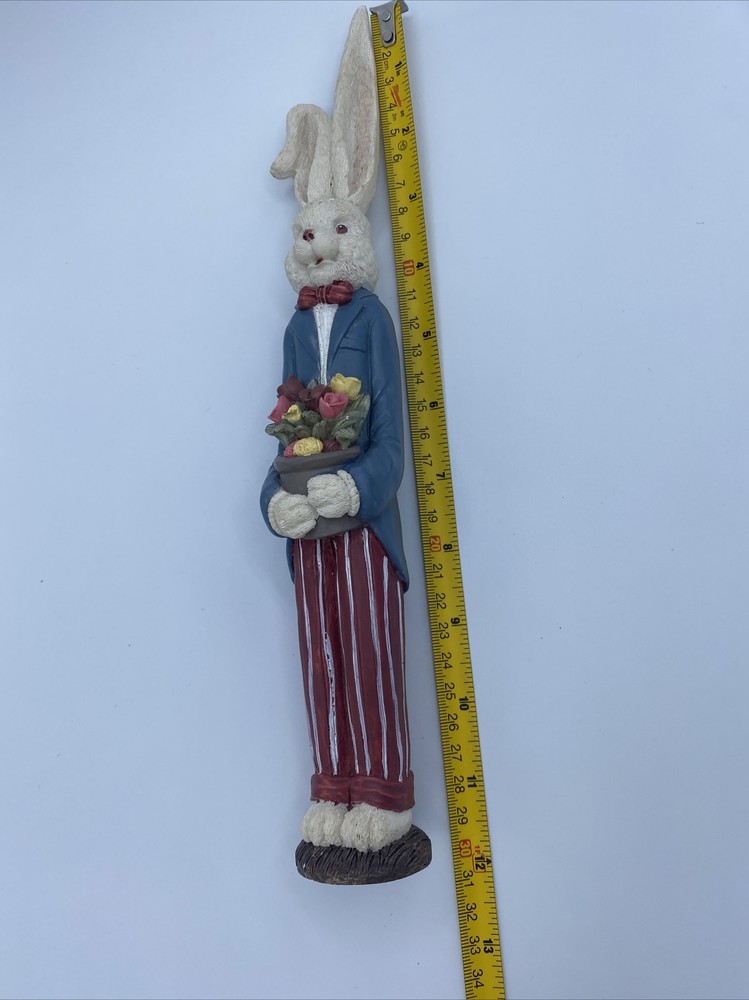 Super adorable tall Easter bunny figurine, Bunny with flowers