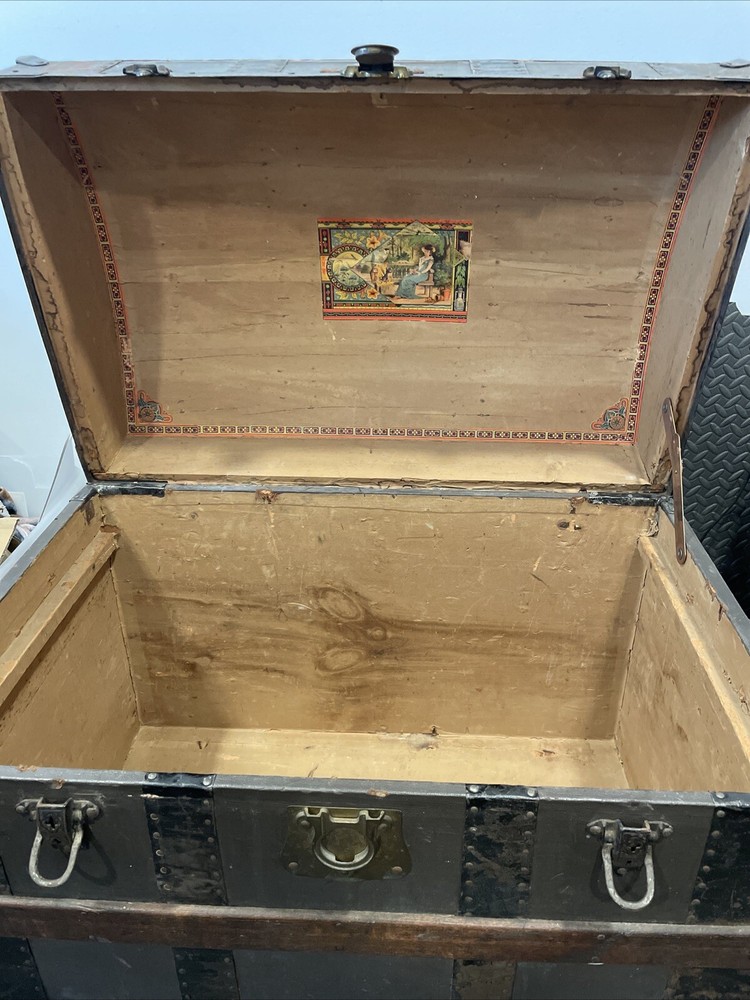 Antique steamer trunk dome top Victorian