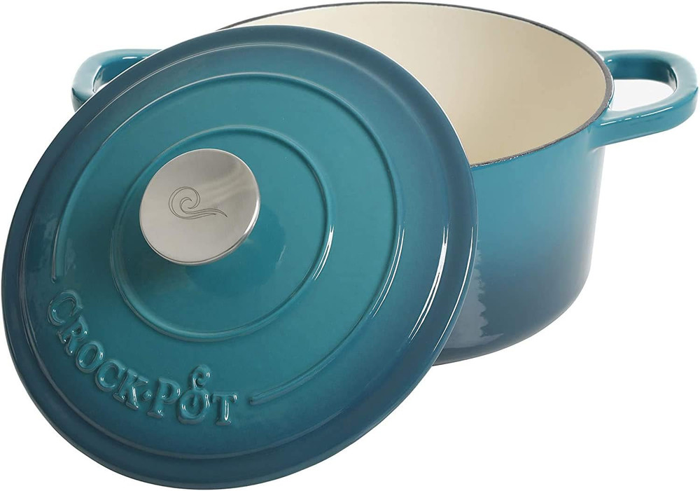 Artisan round Enameled Cast Iron Dutch Oven, 3-Quart, Gradient Teal
