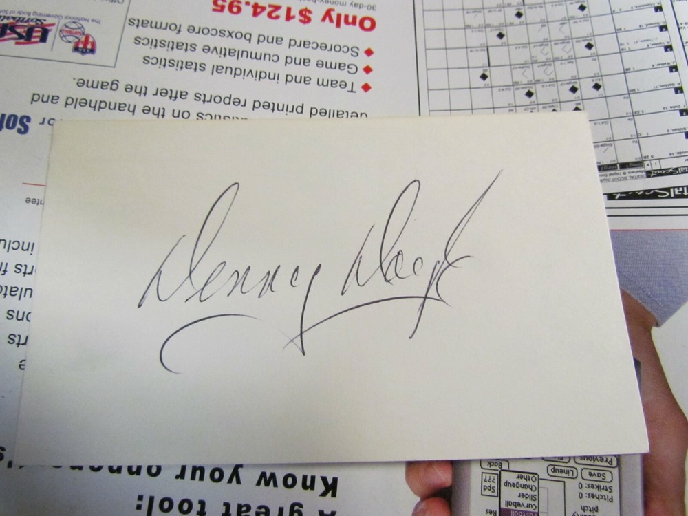 Denny Doyle autographed index card 2
