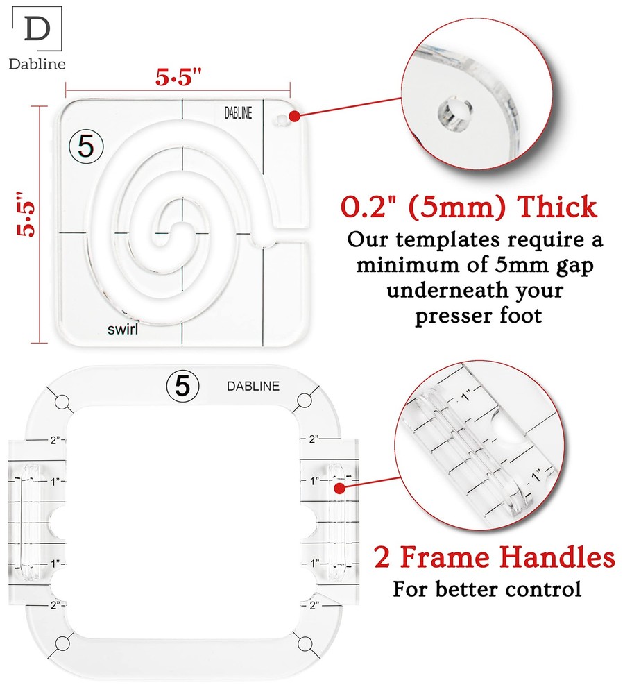 DABLINE 13 PCs Quilting Template Set Includes 8 Templates