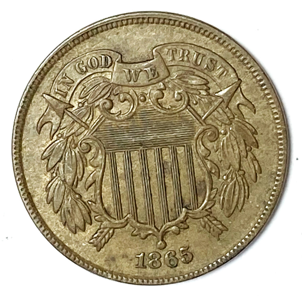 1865 2c Shield Two Cent Piece US Coin