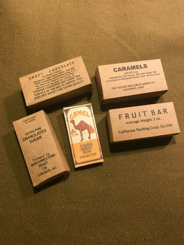 WWII US Army USMC K-Ration Box set with Camel Cigarette box*
