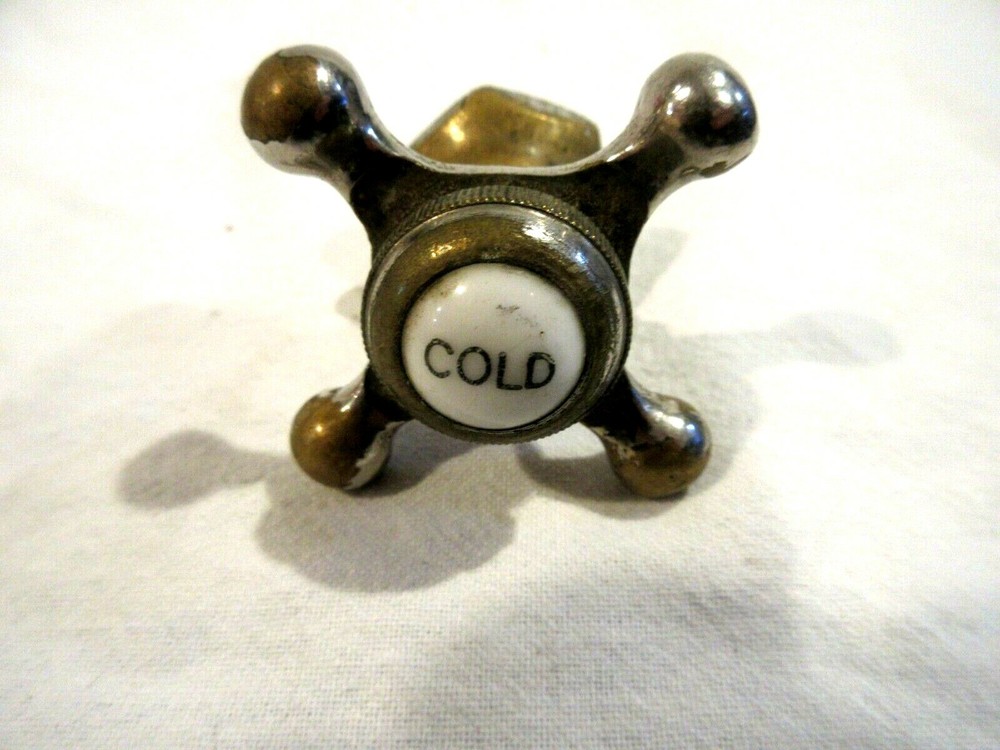 Vintage Brass w/White Porcelain Cold Handle