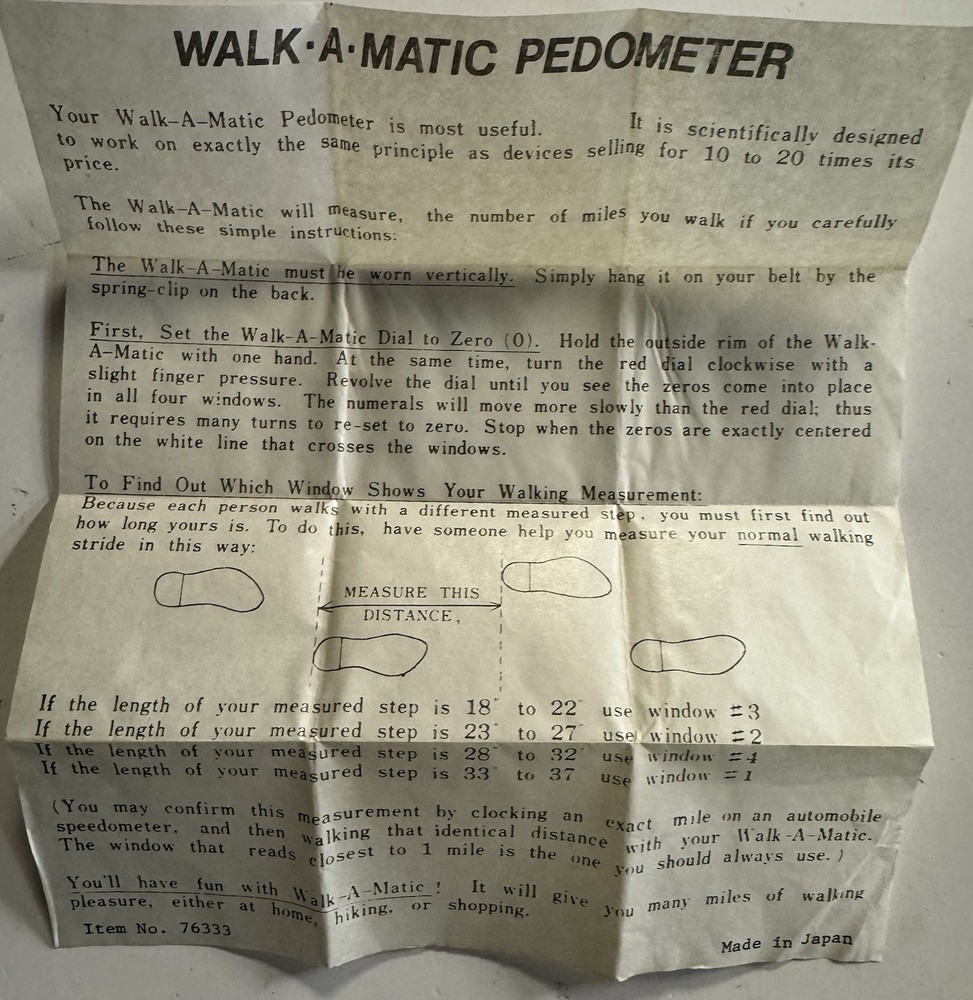 Vintage Walk-A-Matic Pedometer