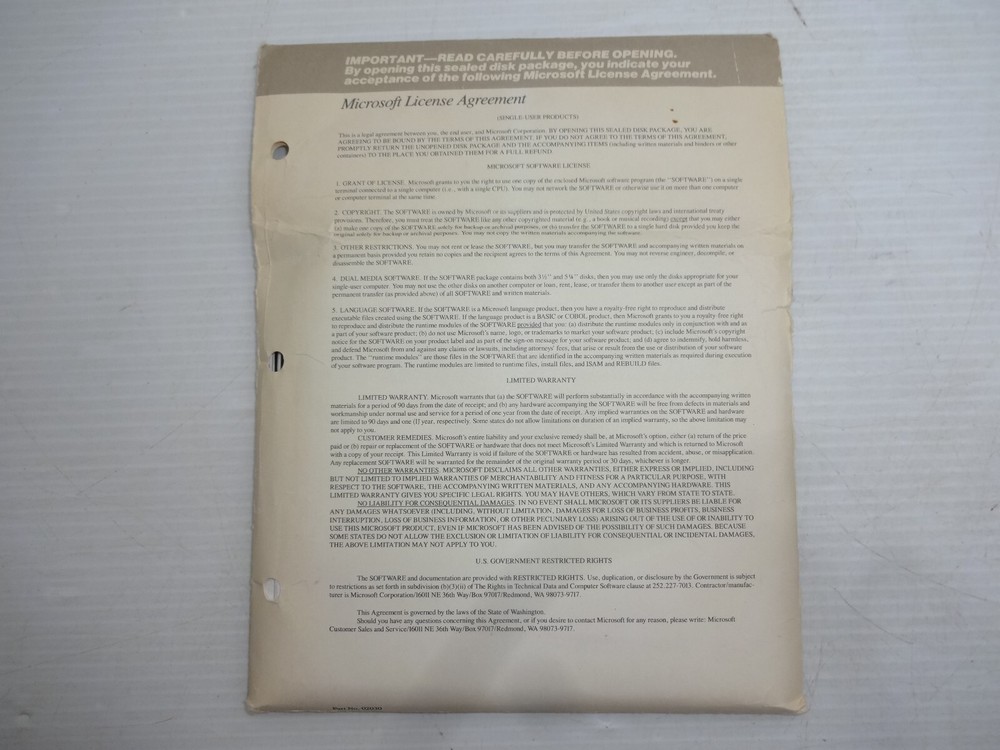 Microsoft Macro Assembler 5.1 MS OS/2 & MS-DOS Software 5.25" Disks