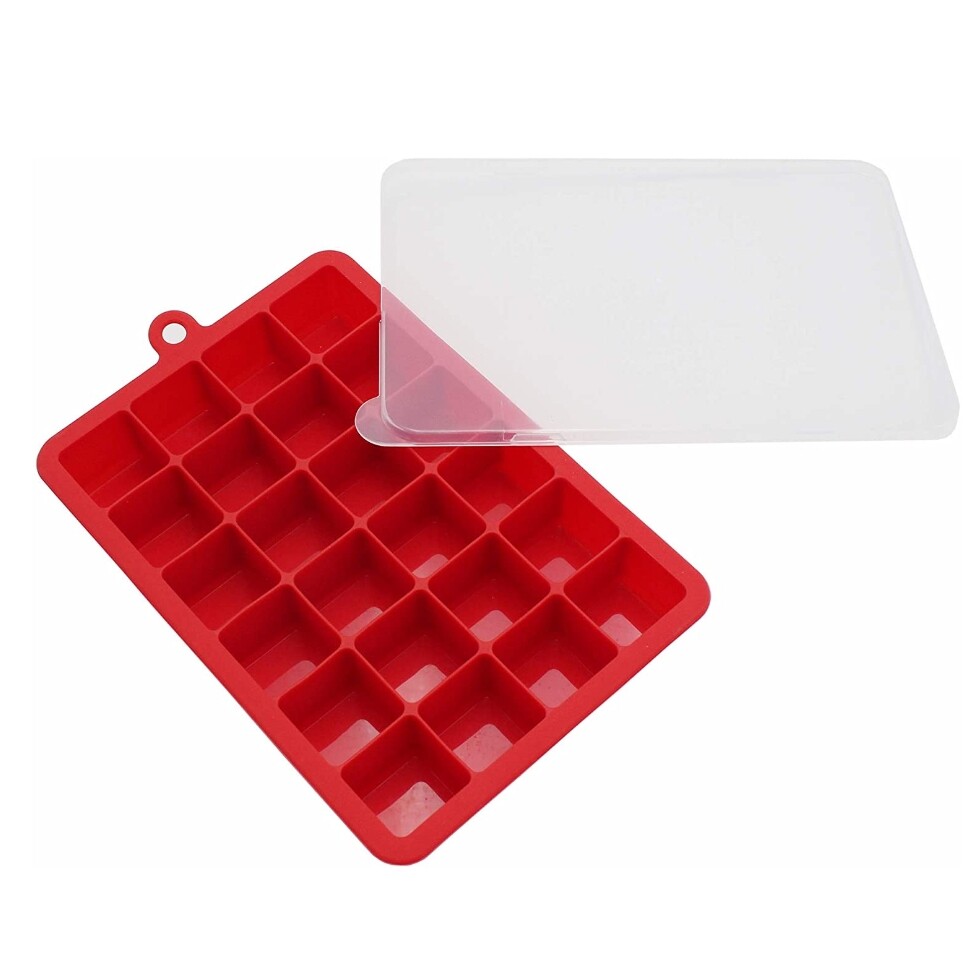 Silicone Ice Ball Maker Pieces, Small & Large Square Ice Cube Molds Tangs