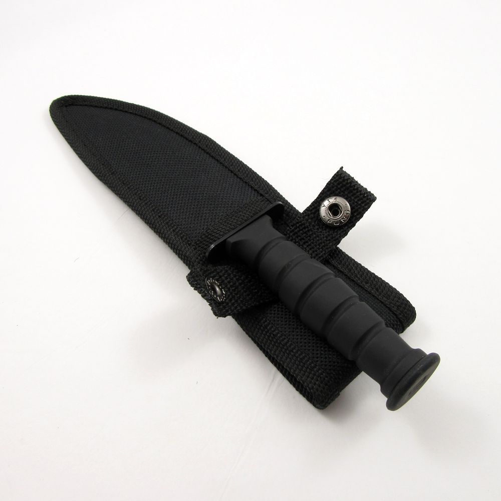FIXED-BLADE SURVIVAL KNIFE | 7.5" Small Black Rubber Handle Tactical Combat EDC