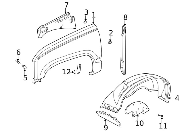 Genuine GM Front Wheelhouse Splash Shield 15569497