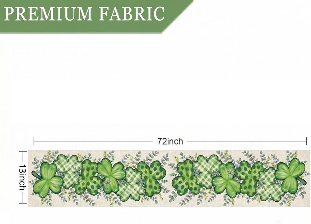 St Patrick's Day Table Runner Decorations Shamrock Eucalyptus Seasonal Kitchen