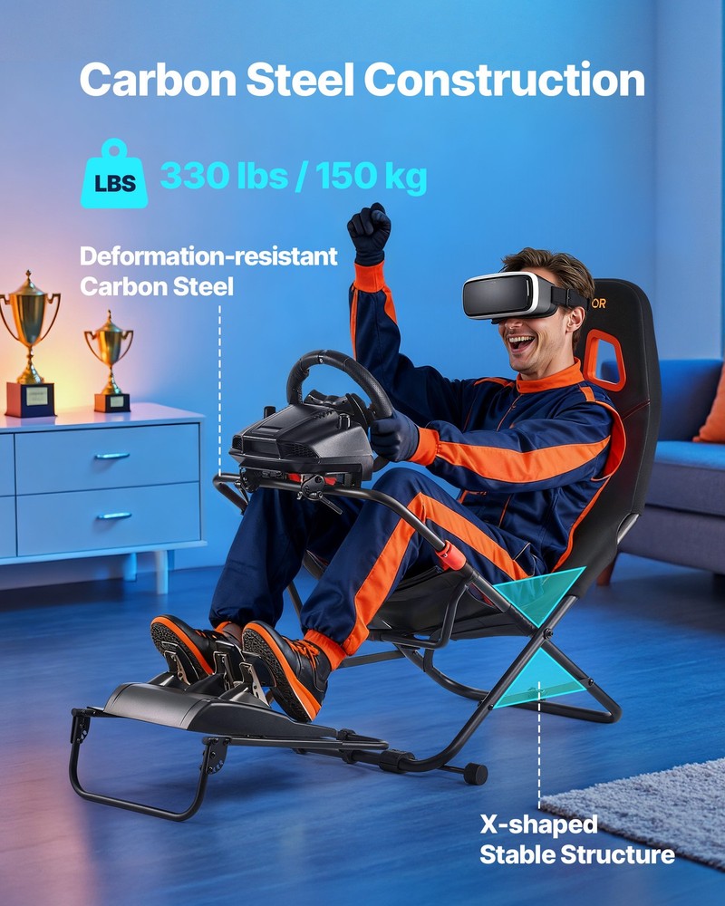 VEVOR Portable Racing Wheel Stand Foldable Fit Logitech Thrustmaster Fanatec