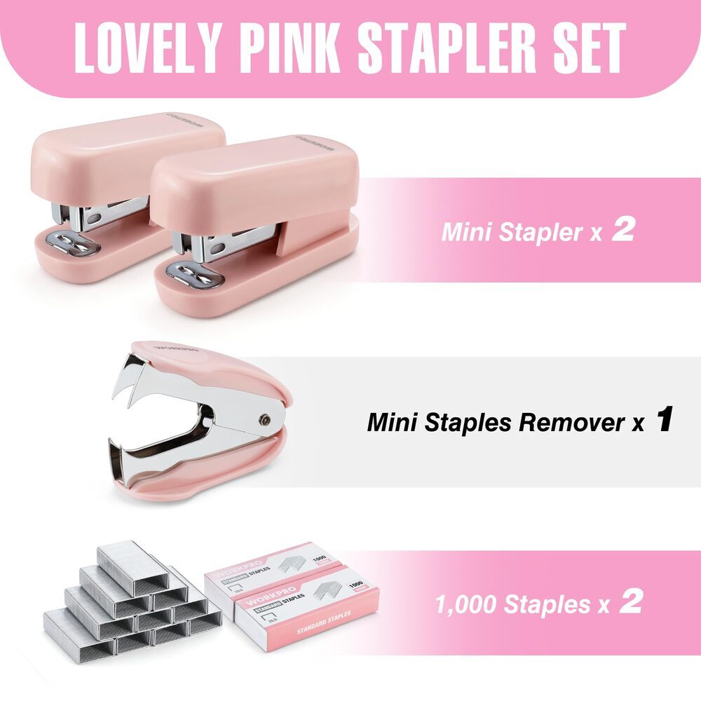 WORKPRO Mini Stapler Stapler Set 2 Stapler 1 Staple Remover 2000 Standard Staple