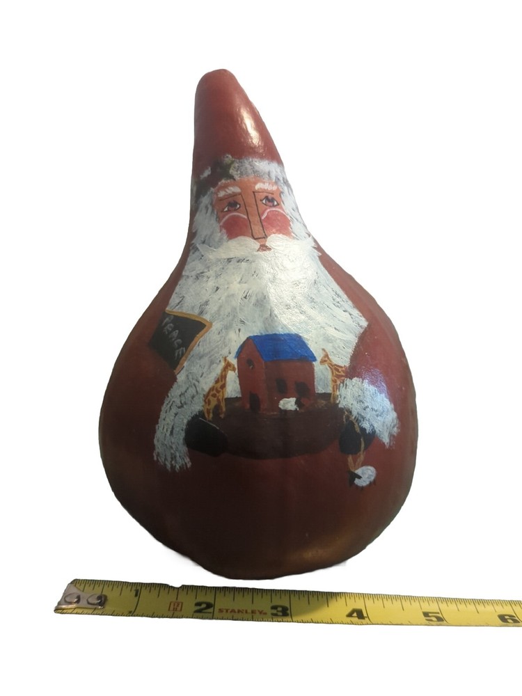 Primitive Hand painted Santa Gourd