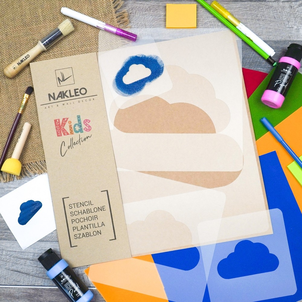 KIDS Reusable Plastic Stencils (5 pcs) // CLOUD