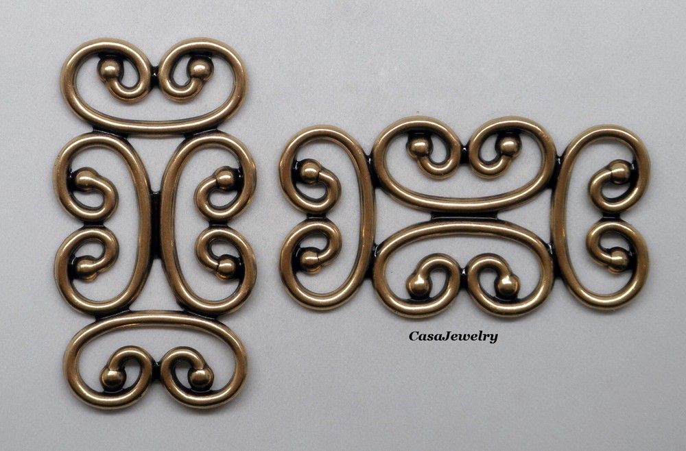#6191 ANTIQUED GOLD OPEN FILLIGREE RECTANGLE COMPONENT - 2 Pcs