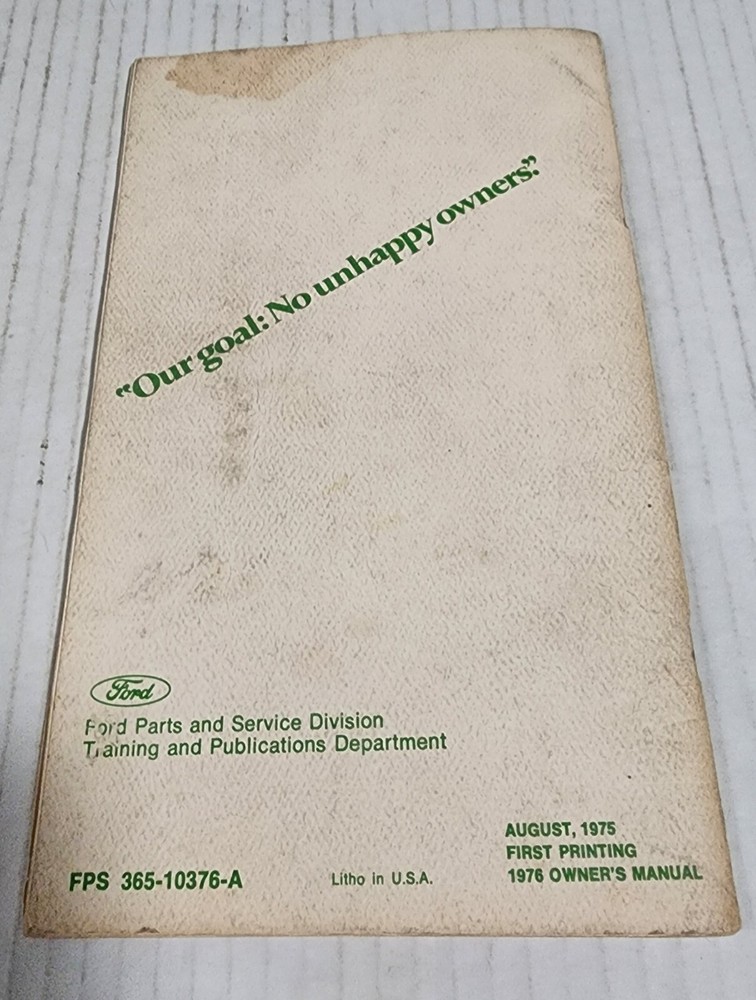 1976 Ford Pinto Owners Manual User Guide Reference Operator Book Fuses Fluids