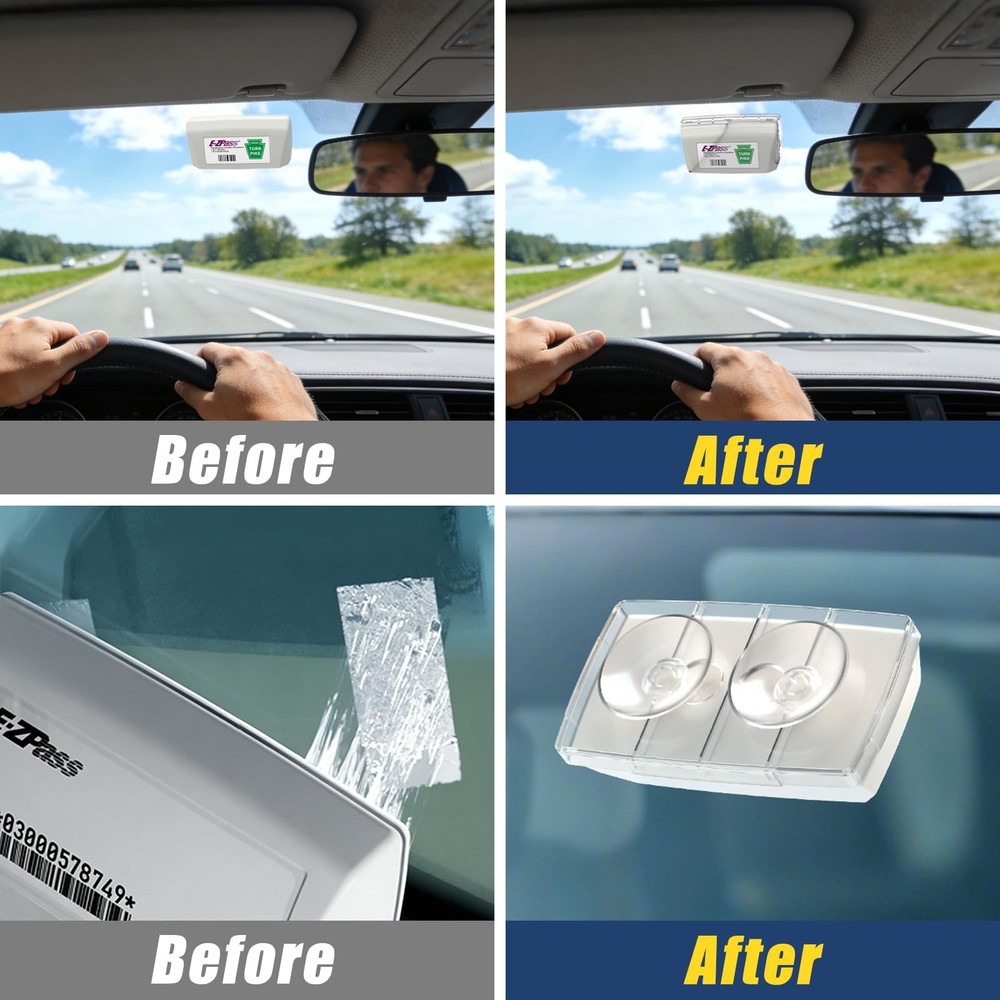 2 Pack EZ Pass Holder with Super Strong Suction Cups for Windshield. Ezpass H...