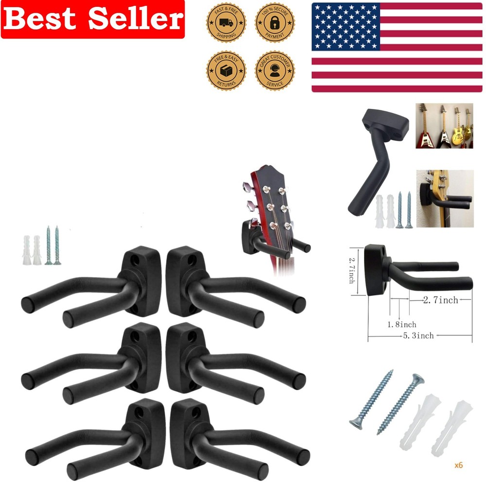 Securely Store Your Instruments: 6 Pcs Adjustable Wall Mount Guitar Hangers