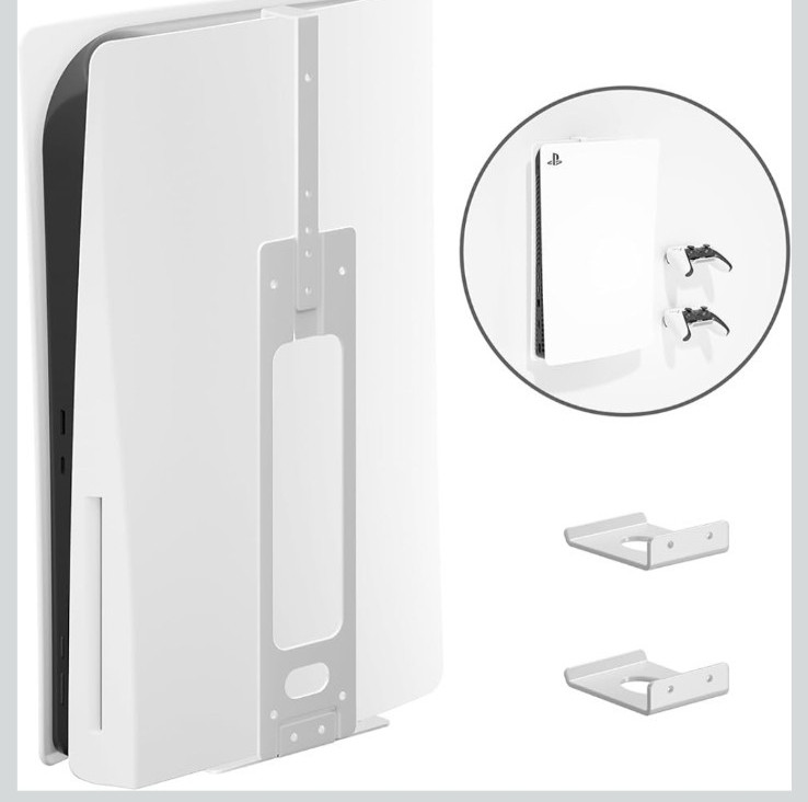 PS5 Wall Mount Stand w/ Controller Holders Vertical PlayStation 5 Bracket