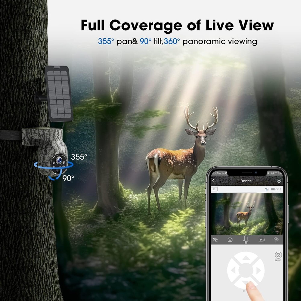 Campark 2K 4G LTE Cellular Solar PTZ Trail Camera Security Camera With SIM Card