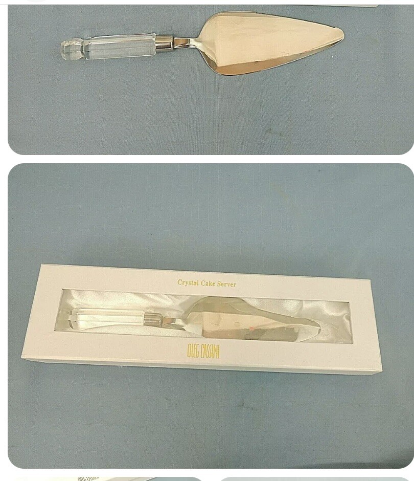 OLEG CASSINI CRYSTAL CAKE SERVER, ORIGINAL BOX New Wedding